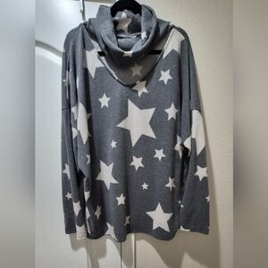 GeeGee Star Print Cutout Cowl Neck Tunic Sweater 3XL – NWOT